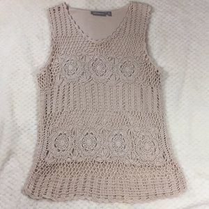 Crochet Sleeveless Top Size M Color Cream